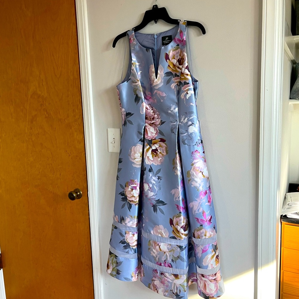 Blue floral mother of the bride dress